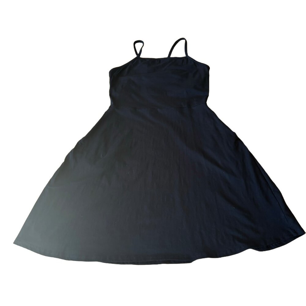 Black PACT Fit and Flare Mini Tank Dress Organic Cotton Pockets Large